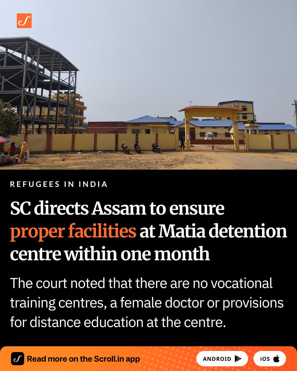 scroll_in's tweet photo. "To say the least, the condition of the transit camp is far from being satisfactory. Even basic amenities are lacking,”, the Court stated in its order.
https://t.co/o2UMLTJ0s1
#AssamDetentionCentre #matia https://t.co/eIBPUCbVtu