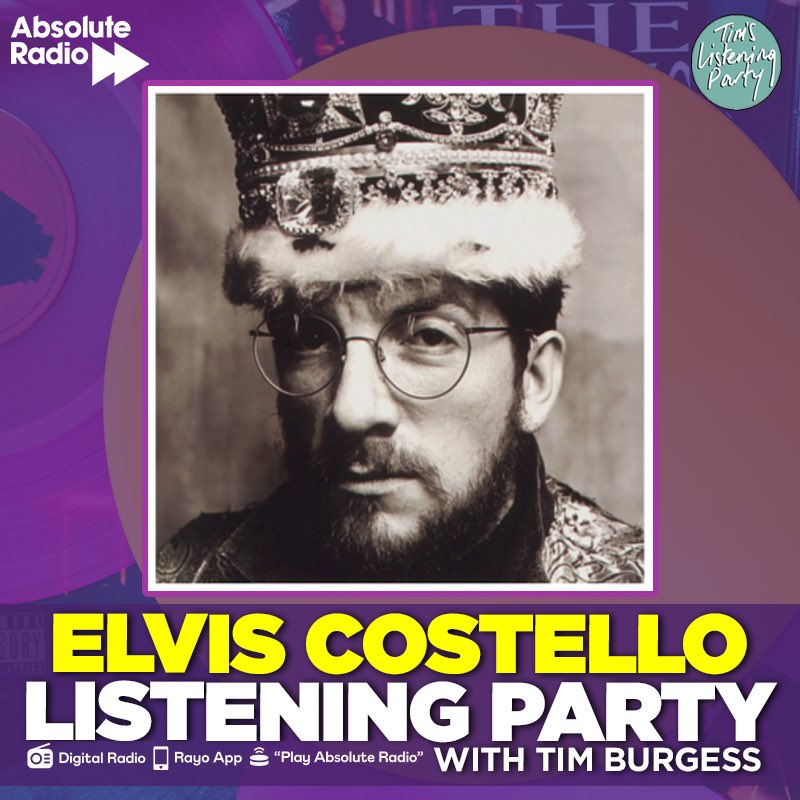 This Sunday at 10pm, The <a href="/LlSTENlNG_PARTY/">Tim's Listening Party</a> returns to the <a href="/absoluteradio/">Absolute Radio</a> airwaves. 

My special guest is <a href="/ElvisCostello/">Elvis Costello</a> and our featured album is King Of America. Join us/ tell your friends