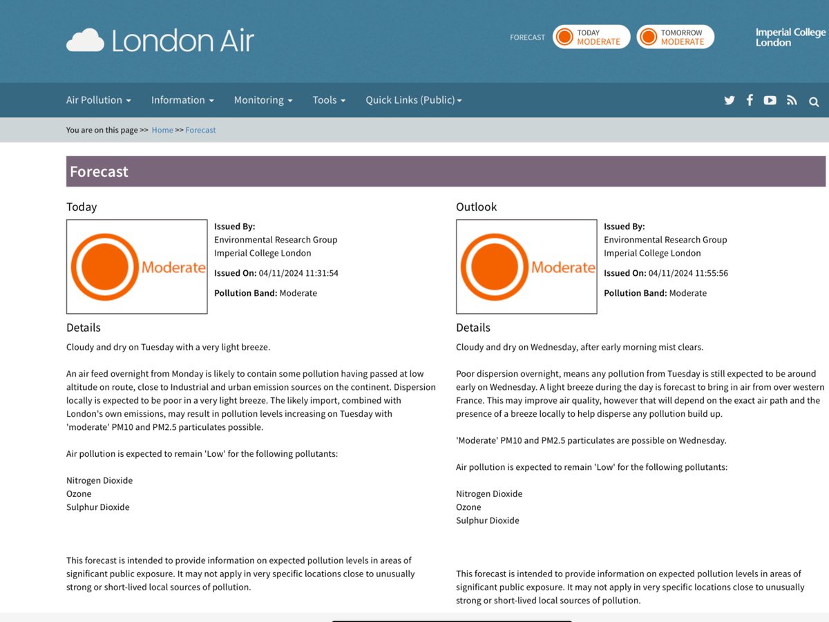 CleanAirLondon's tweet photo. #CodeRed alert | HIGH and EXTREME particle #AirPollution peaks (which may average MODERATE+) at times from Tuesday for several days. Light, low easterly winds bringing air from the Continent, our own emissions plus festival bonfires and fireworks << Check our #CleanAirCities app https://t.co/H7C3WSBpSo