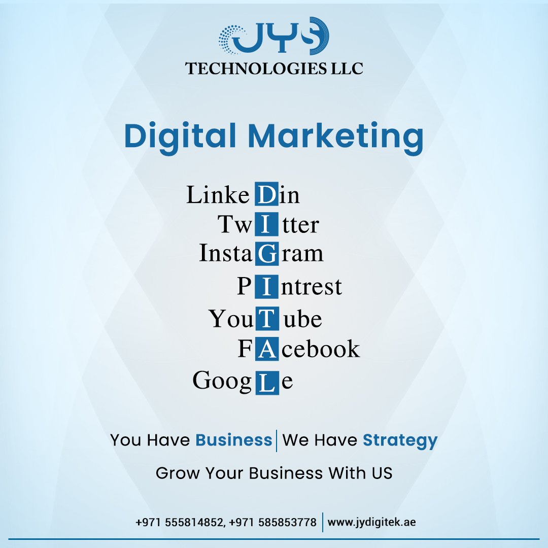 jystechnologies's tweet image. You have the vision; we bring the strategy! 💼 Let’s transform your business into a success story. Partner with us for tailored growth solutions.

📲Call: +971 555814852, +971 585853778
🌐Website: jydigitek.ae

#socialmediastrategytips #digitalmarketing #jysdubai