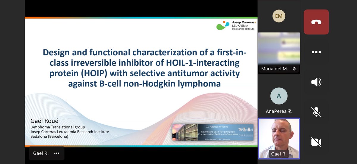 Let’s get started with Session II. Our first speaker is Gaël Roué <a href="/gaelroueBCN/">Gaël Roué</a> from <a href="/CarrerasIJC/">Josep Carreras Leukaemia Research Institute (IJC)</a> who will discuss his results on the design and characterisation of an inhibitor against B-cell non-Hodgkin lymphoma 

<a href="/HaploXGlobal/">HaploX Global</a> <a href="/ebioNova/">bioNova científica</a> <a href="/MedChemExpress/">MedChemExpress</a> <a href="/Co_Biologists/">The Company of Biologists</a> #Condalab