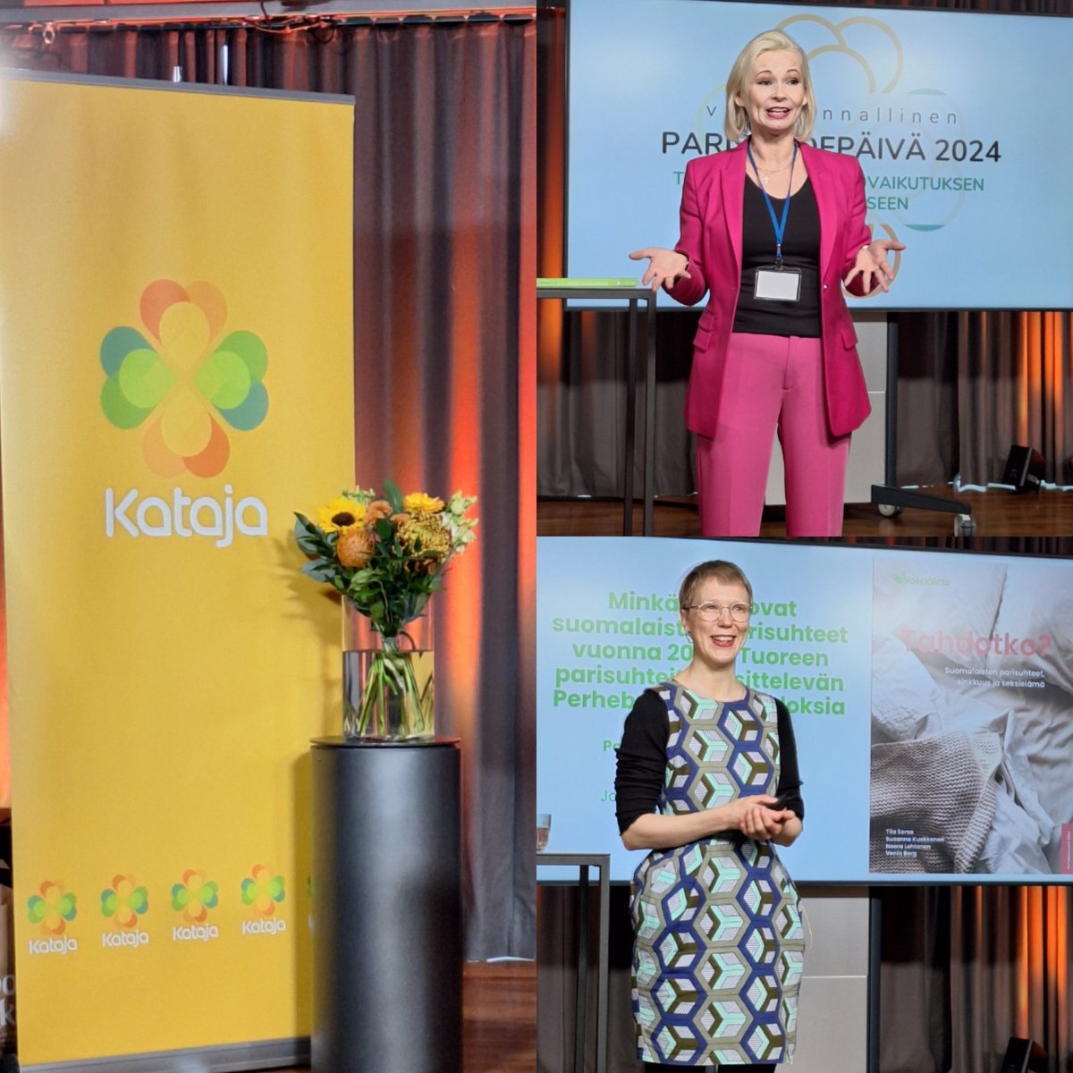 Kirsikka Bonsdorff (@kirsikkab) on Twitter photo Tänään inspiroiva aamu Musiikkitalossa <a href="/Kataja_ry/">Väestöliiton Parisuhdekeskus Kataja</a> Valtakunnallisen Parisuhdepäivän syvästi merkityksellisten aiheiden äärellä. #Perhebarometri
<a href="/LaruSuvi/">Suvi Laru</a> Venla Berg <a href="/perhetutkimus/">Väestöliitto tutkii</a> @vaestoliitto #Tahdotko #Parisuhde #Parisuhdepäivä #hyvinvointi #terveys Tänään inspiroiva aamu Musiikkitalossa <a href="/Kataja_ry/">Väestöliiton Parisuhdekeskus Kataja</a> Valtakunnallisen Parisuhdepäivän syvästi merkityksellisten aiheiden äärellä. #Perhebarometri
<a href="/LaruSuvi/">Suvi Laru</a> Venla Berg <a href="/perhetutkimus/">Väestöliitto tutkii</a> @vaestoliitto #Tahdotko #Parisuhde #Parisuhdepäivä #hyvinvointi #terveys