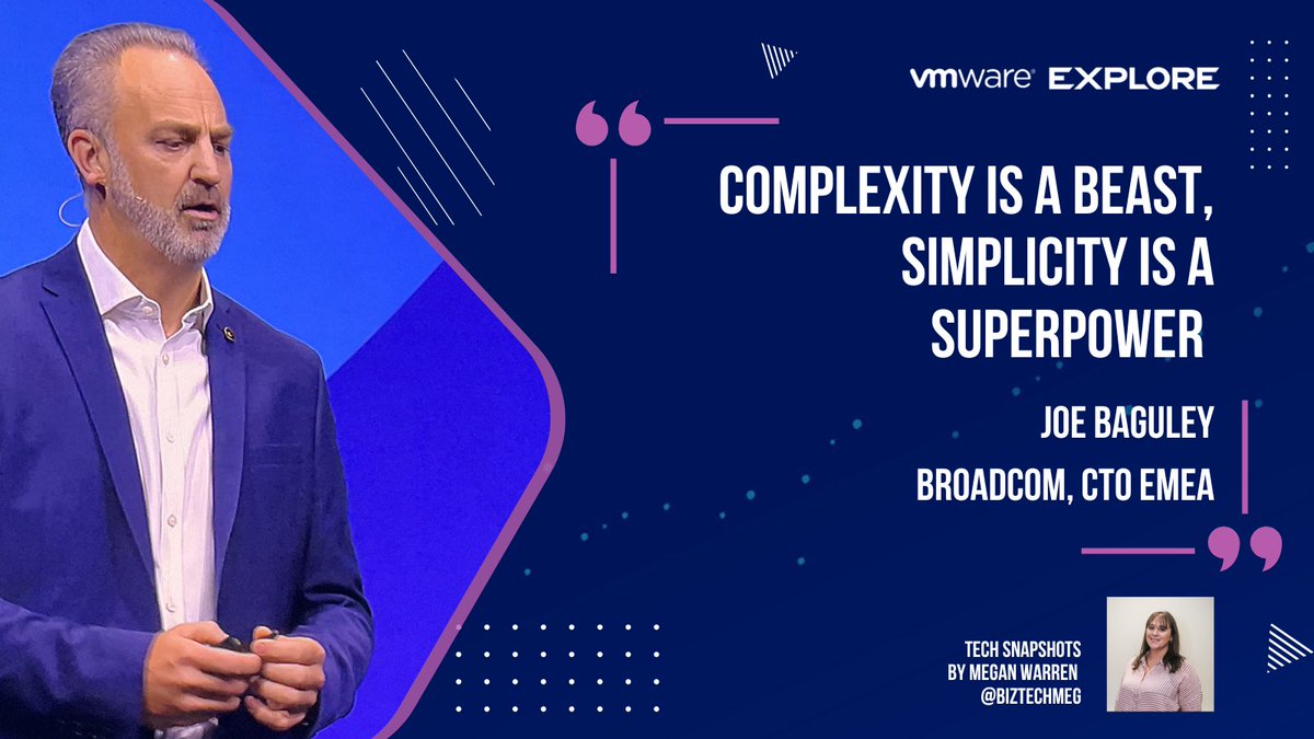 Simplicity is a superpower <a href="/JoeBaguley/">J8y</a> <a href="/VMwareExplore/">VMware Explore</a> 

#VMwareExplore #vExpert