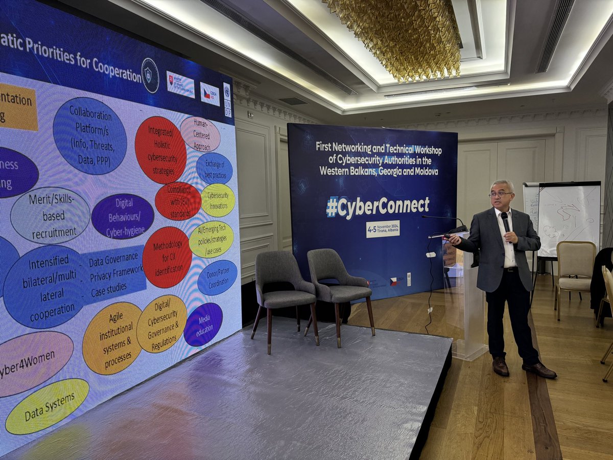 UNDPAlbania's tweet image. As #Cybersecurity threats grow, cooperation is essential! 
Experts from the Western Balkans, Georgia &amp;amp; Moldova are setting the foundation for a Cybersecurity Cooperation Network to strengthen digital safety. 
We want to pave the way for a secure #DigitalFuture. #CyberConnect
