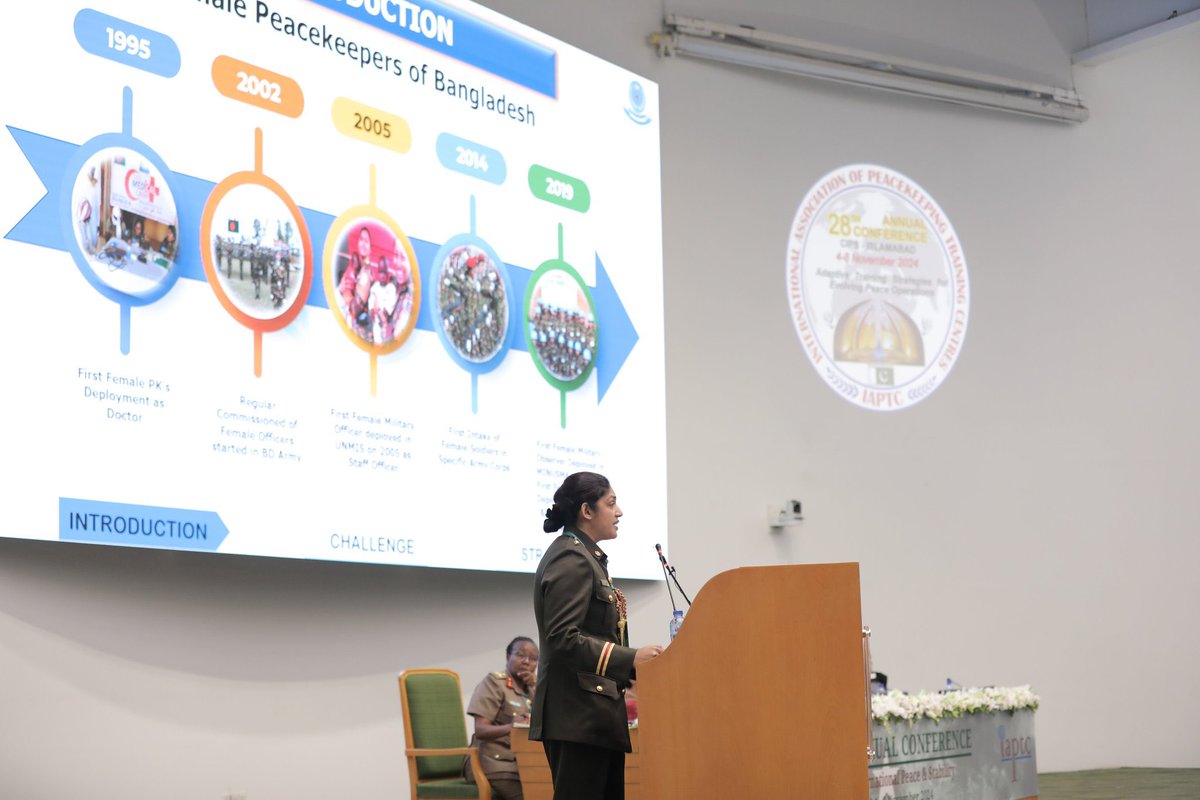IAPTC (@iaptc_assoc) on Twitter photo Lt.Col. Saimoon Nahar <a href="/BangladeshArmy/">Bangladesh</a> 🇧🇩 at #28IAPTC: “#TCCs are encouraged to provide specialized #training on core #peacekeeping tasks to equip #female #peacekeepers from various corps with the necessary #skills & #competencies for #deployment to <a href="/UNPeacekeeping/">UN Peacekeeping</a>” #WPS Lt.Col. Saimoon Nahar <a href="/BangladeshArmy/">Bangladesh</a> 🇧🇩 at #28IAPTC: “#TCCs are encouraged to provide specialized #training on core #peacekeeping tasks to equip #female #peacekeepers from various corps with the necessary #skills & #competencies for #deployment to <a href="/UNPeacekeeping/">UN Peacekeeping</a>” #WPS