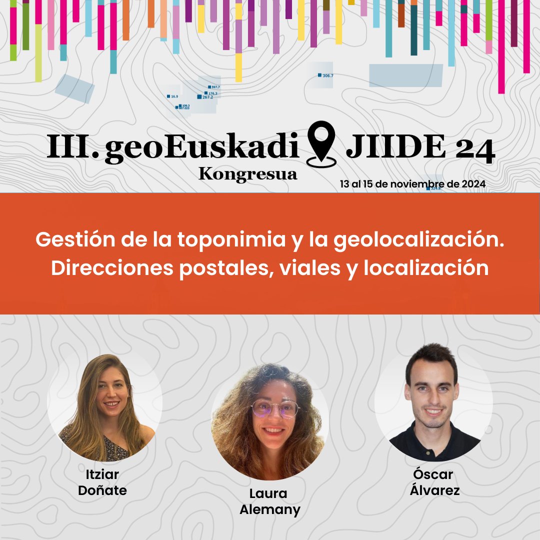 🌍 ¿Te interesan temas como la normalización, la geolocalización de direcciones postales, viales y conocer los datos de alto valor en el proyecto CartoCiudad?

🌐 Inscríbete en las XV edición de las JIIDE 2024 y no te pierdas estas ponencias de nuestros compañeros: Itziar Doñate,