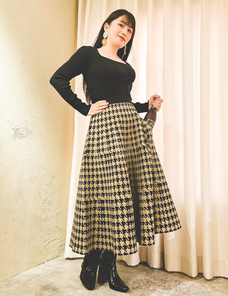【新品タグ付き】SEAPENTINA　ハウンドトゥースニットスカート　元鈴木さん 元鈴木さん on X