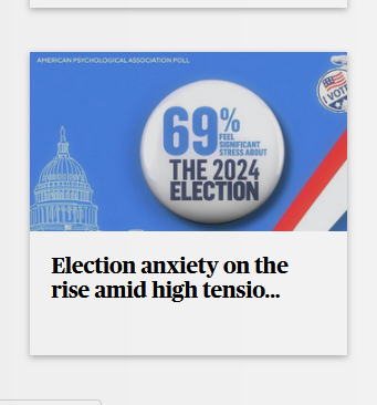 LaLaKristiansen's tweet image. #Election2024 anxiety on the rise amid high tensions~ 
Live Now, America Decides Election '24 AND
#TopVideos 69% Feel Significant Stress About the 2024 E ection
 cbsnews.com/live/ Via #CBSNews @CBS

#CYFI? 2024 #Tension by Kylie Minogue #NowPlaying 
RIP #Peanut The Squirrel
