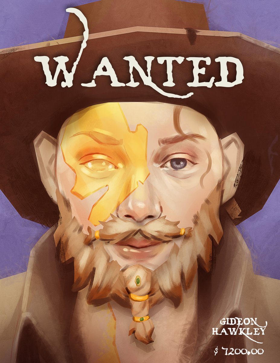 Wanted: Gideon Hawkley
Bounty: $7200.00

Reason for arrest:
Making BoggArt jaywalk, Shooting Huckley Towan

@imbloob

#art #painting #BeMorePirate #SeaOfThieves #opencommission