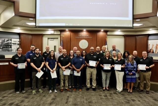 Our DISD Tech. Team is looking good tonight! They were honored for enhancing student learning and safety tonight at the School Board Meeting. This year, they have implemented a new Panic Button System, secured funding for more student devices, and prioritized staff development.
