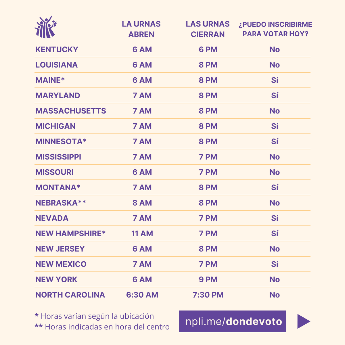 NationalPLTI's tweet photo. ¡Llegó el día de las elecciones! 🗳️ Haz oír tu voz: encuentra tu centro electoral en https://t.co/YZR0HukLFN y vota! En 23 estados y D.C. hoy puedes registrarte para votar. Y no olvides compartir tu orgullo cívico con nuestros marcos en https://t.co/yZ1llchwmq #JuntosLideramos https://t.co/vN8jAw9wsT