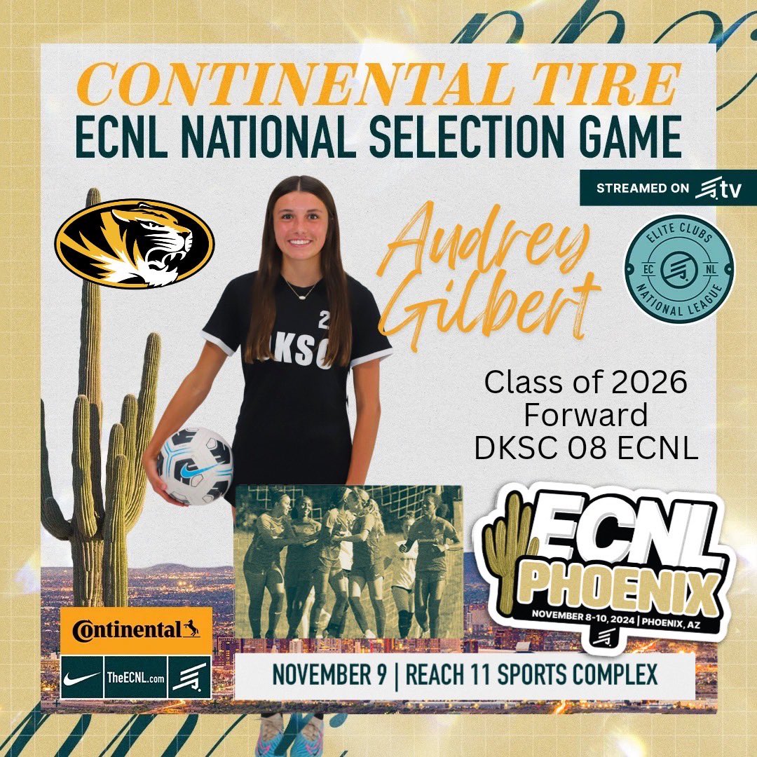 Excited to compete and represent <a href="/dksc_08_ECNL/">DKSC 07/08g ECNL</a> in the ECNL Girls Continental Tire National Selection Game! #ECNLPHX <a href="/DKSC_official/">D'Feeters Kicks Soccer Club</a> <a href="/ImYouthSoccer/">ECNL/GA/Recruiting/College Soccer</a> <a href="/ECNLgirls/">ECNL Girls</a> <a href="/PrepSoccer/">Prep Soccer ⚽️</a> <a href="/TopDrawerSoccer/">TopDrawerSoccer</a>