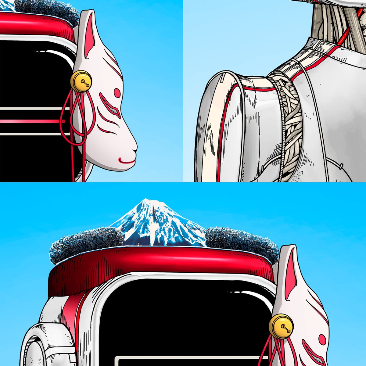 <a href="/_StudioMirai/">STUDIO MIRAI</a> Some of my favorite details in the custom tier are the offset Kitsune mask, the stripe that extends seamlessly into the internals, and the seasonal shift for the Mt. Fuji trait, transitioning beautifully from spring to winter.