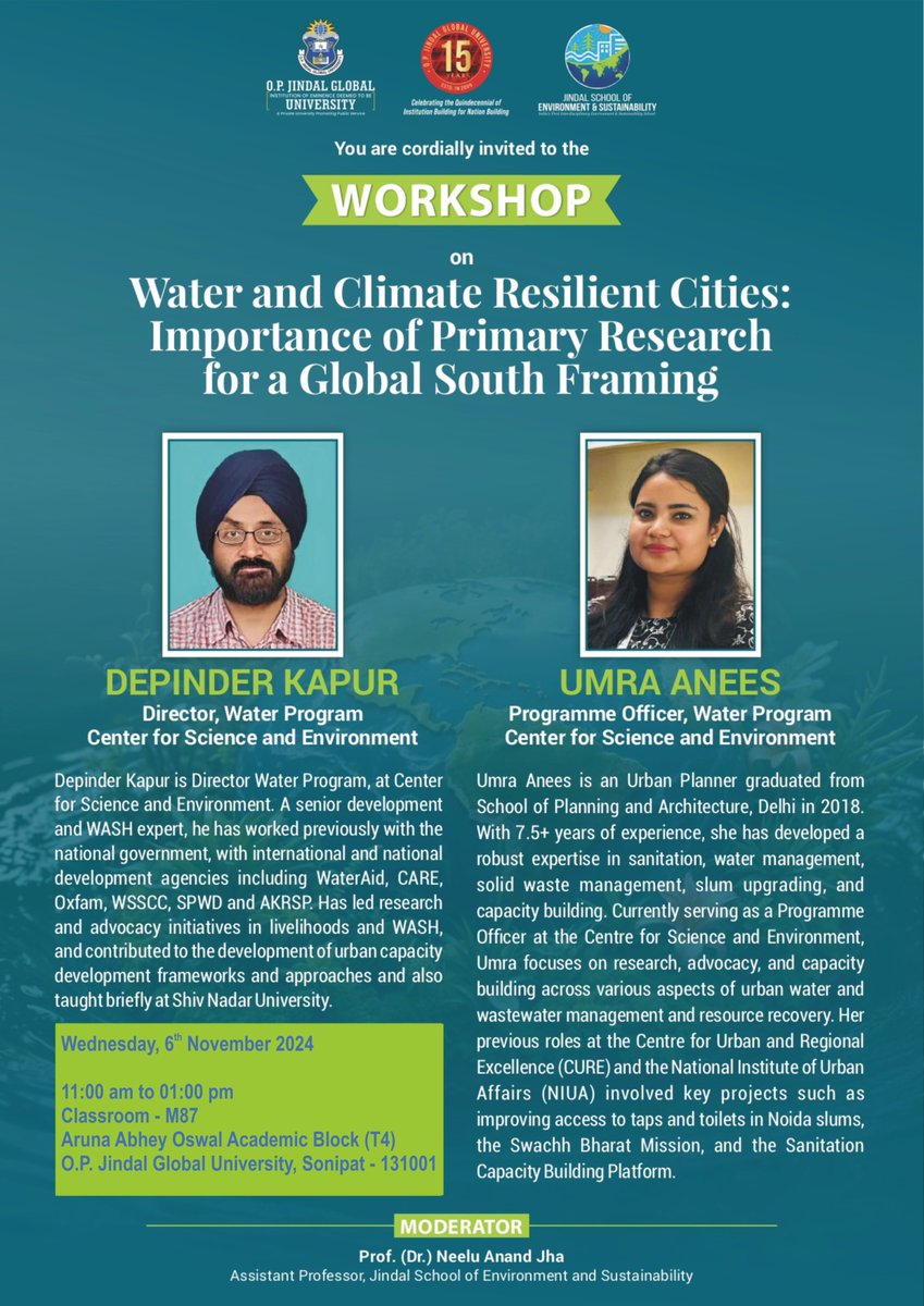 CSEINDIA (@cseindia) on Twitter photo 📺 Happening Now | CSE’s <a href="/DepinderKapur/">Depinder Kapur</a> and <a href="/AneesUmra/">Umra Anees</a> lead the conversation on 'Water and Climate Resilient Cities: Importance of Primary Research for a Global South Framing' at <a href="/JindalGlobalUNI/">JGU</a>. 📺 Happening Now | CSE’s <a href="/DepinderKapur/">Depinder Kapur</a> and <a href="/AneesUmra/">Umra Anees</a> lead the conversation on 'Water and Climate Resilient Cities: Importance of Primary Research for a Global South Framing' at <a href="/JindalGlobalUNI/">JGU</a>.