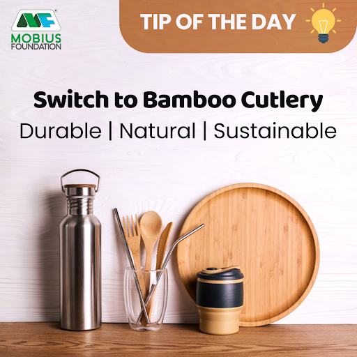 themobiusfound's tweet photo. Bamboo cutlery is convenient for traveling, barbecues, picnics, and home and office use. They are reusable and easy to clean. 

Reduce plastic waste and help preserve the planet by avoiding single-use plastic items.

#MobiusFoundation #TipOfTheDay #Sustainable #BambooCutlery https://t.co/GlpZoGOvhA