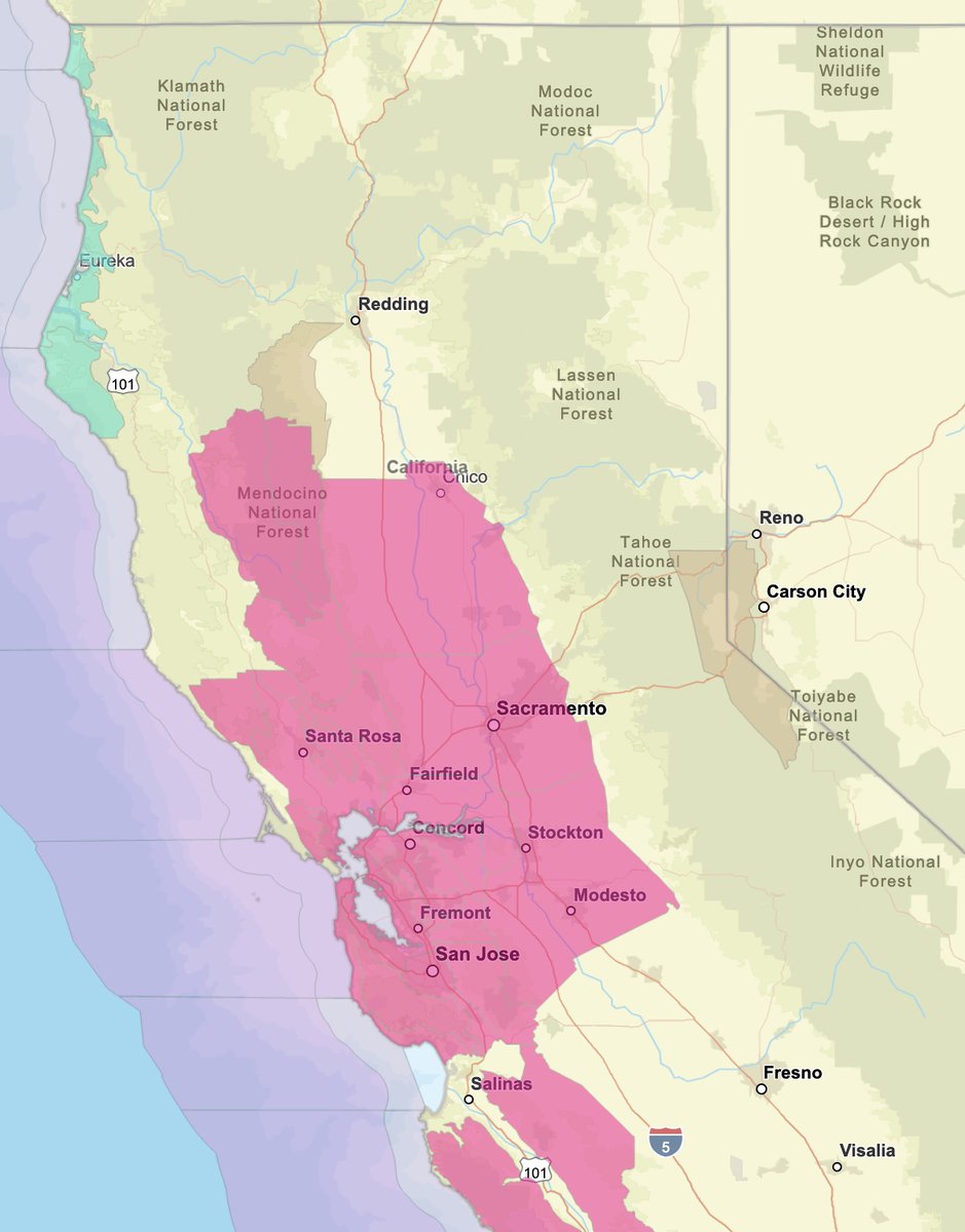 wildland_zko's tweet image. Northern California-specific rant:
Red Flag Warnings are a pretty blunt tool, and by focusing solely on forecast winds and humidities, while neglecting current fuel moisture conditions, the National Weather Service often overstates our true wildfire hazards. 
 
We know big…