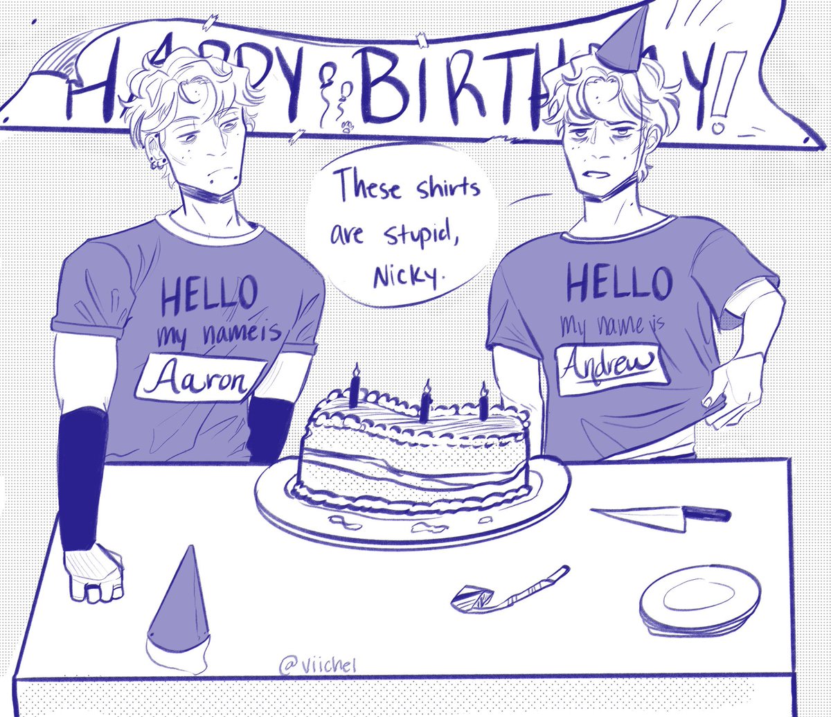 Happy birthday to the Twinyards, my favorite emotionally stunted siblings  🎉🎂 #Aftg #AndrewMinyard #AaronMinyard, image size:1200x1035