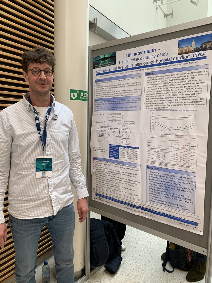 «Younger OHCA patients in need of better follow up» Importantly work by our anesthesiologist Henning Wimmer poster presented at #ICUrehab24Oslo 
👏🏼👏🏼👏🏼