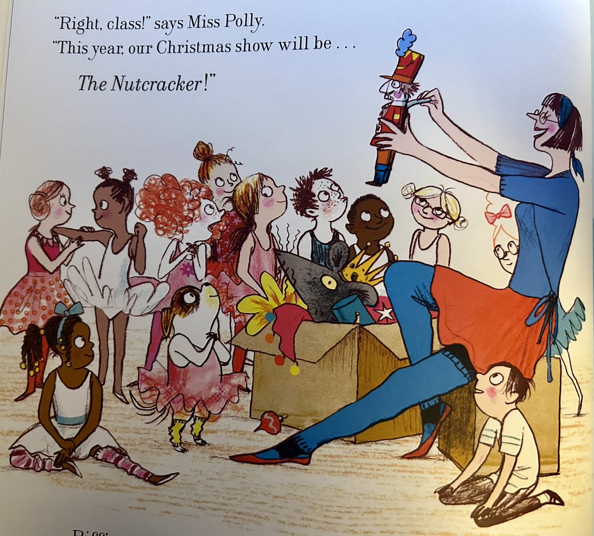 #NewIllustrationoftheDay by Sara Ogilvie, with her cheery touch. Mixed emotions in response to news, from The Muttcracker (text by Anna Kemp), another picturebook about the dog who does ballet. Also about rising above disappointment to do your best. Out in pb <a href="/simonkids_UK/">Simon & Schuster Children's Books</a> 7 Nov.