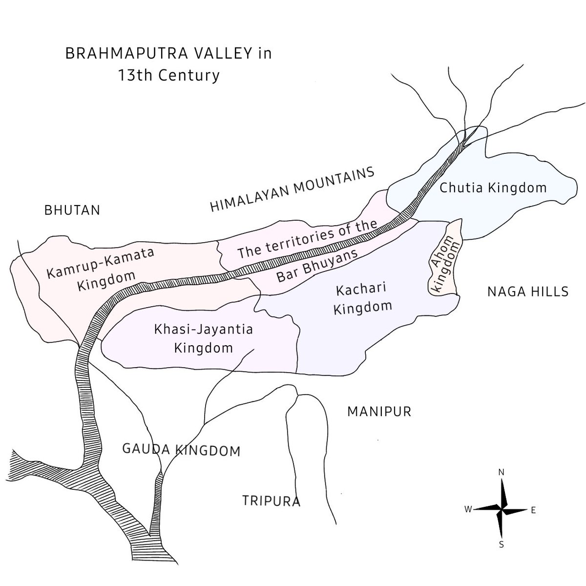 Brahmaputra Valley in 13th century Map (Assam)