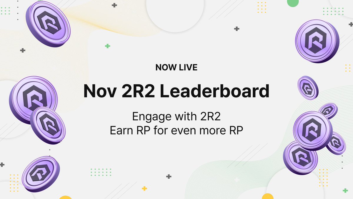 🏆 The November #Leaderboard season is live!

1,000,000 RP prize pool awaits 🎉

Collect RP through activities on 2R2, climb the leaderboard, and grab your share of 2R2 points!🏆

Ready to make your mark?
👉2r2.io
