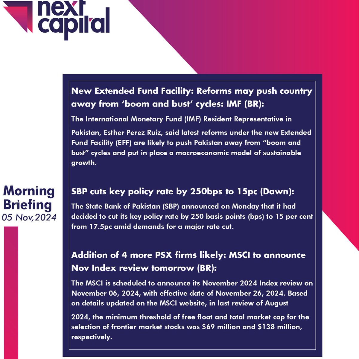 NextCapitalLtd's tweet image. Morning Briefing For November 05, 2024
#Nextcapital #NextResearch