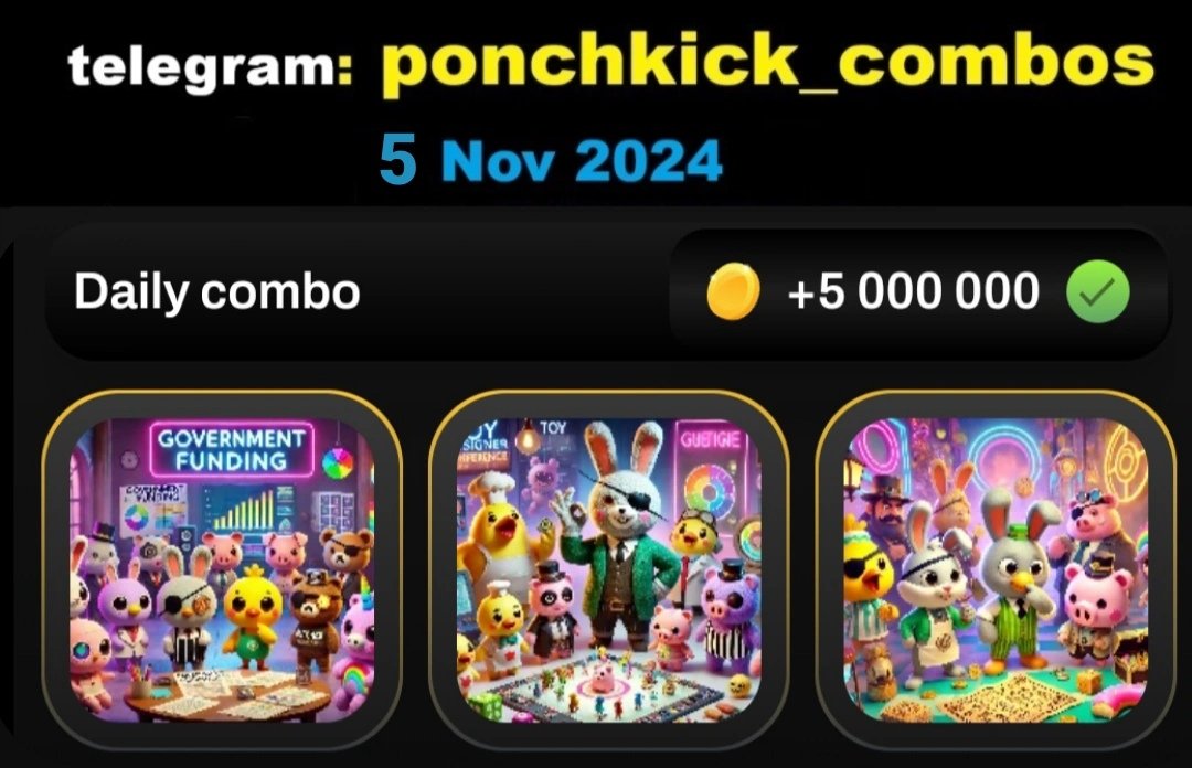 jd92883's tweet photo. 5 Nov 2024: PonchKick Daily Combo Join Telegram Channel #PonchKickBot #NewPonchkick…… #poinchkick #ponchiqs #ponchkickdailycombo #PonchKick @ponchiqs https://t.co/KNMbWImL2F