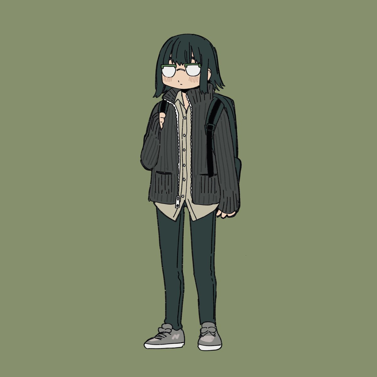 「らくがき(最近はトラッドを通り越して、もはやメンズに近い服装が好き) 」|zinbei/コミティアM12bのイラスト