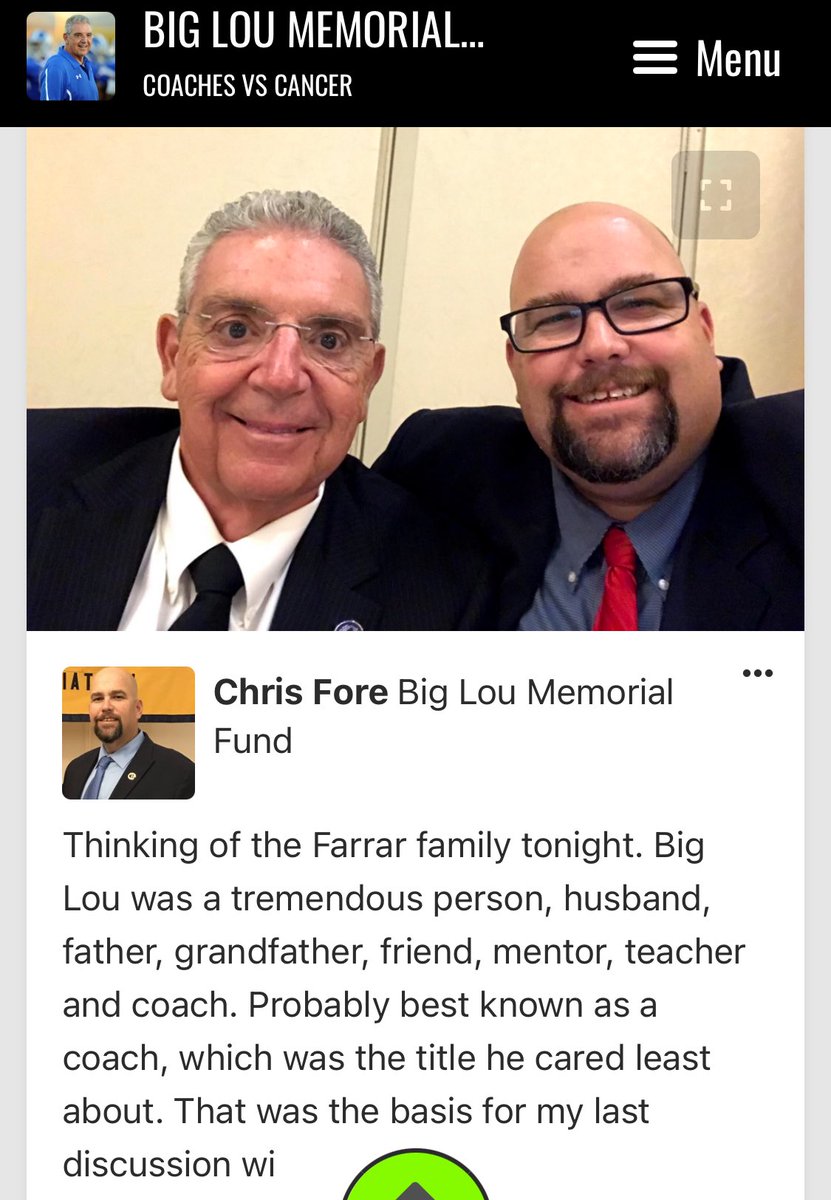 It's so cool that my son gets to play on Lou Farrarr Field Friday night. He was a good friend, as we served together on the <a href="/SCFCA_/">SCFCA Committee</a> Board together for a number of years. 
A GREAT man!! Left a REAL legacy in the <a href="/COHSFootball/">Charter Oak Football</a> program and 1000s of young men!