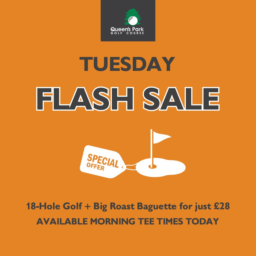 We did it again!
Our Tuesday morning ⚡ FLASH SALE is now on.

Available on tee times before 12pm today. Give us a call or book online.

#BournemouthGolf #GolfDay #Golfing #Roast #TeeOff #MondayFunday #GolfTime #Lunch #Bargain #GolfDeal #SpecialOffer