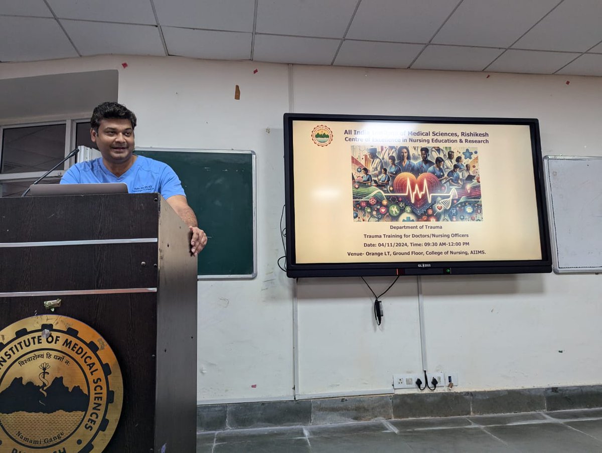 Visit of Dr Mayur Naraynan, Trauma Medical Director and his team to Nursing College. Saving the lives of trauma victims, launching TEAM manual <a href="/aiimsrishi/">AIIMS RISHIKESH</a> 
<a href="/MoHFW_INDIA/">Ministry of Health</a> <a href="/meenusingh4/">meenu singh</a>