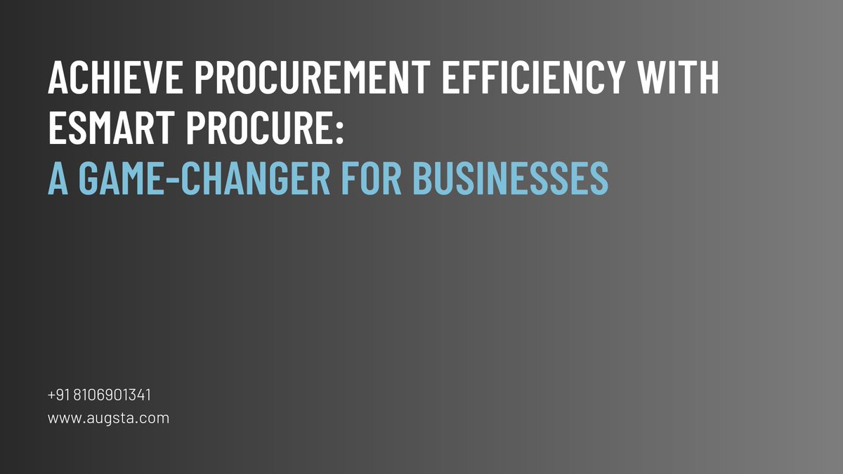 esmartprocure's tweet image. eSmart Procure’s user-friendly interface and advanced analytics empower procurement teams to make faster, data-driven decisions while improving supplier collaboration.

Visit: augsta.com

#eSmartProcure #ProcurementEfficiency #P2PSolutions #SAPIntegration #SAP