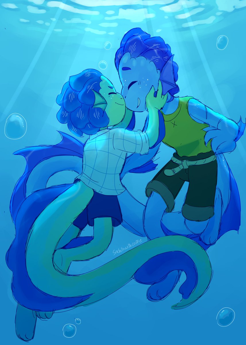 Redraw of my first comfort ship uwu💜💙🐟

#Lucapixar #Luca #Luberto #alberca