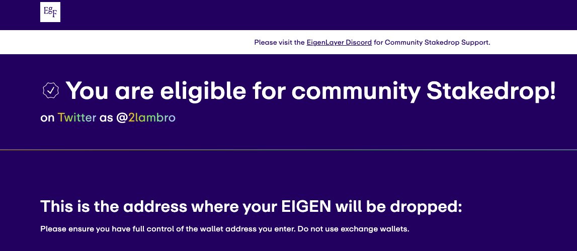 ugblug_lulimola's tweet photo. 🚀 Eigen Layer MÙA 2 STAKEDROP ĐÃ TRỰC TIẾP!

🌐 Liên kết chính thức: https://t.co/0ei8dTGdY4

1. Truy cập vào trang web trên.
2. Kết nối ví và cho phép đồng bộ với hoạt động trên chu���i.
3. Nhận Airdrop $Eigen!

Hãy cùng nhau chúc mừng cộng đồng tuyệt vời của chúng ta! 🌟

#EigenLayer #Airdrop #Scroll #Web3 #Galxe #Crypto #Taiko #Arbitrum #Blast #Optimism #Mantle #Linea #Mainnet