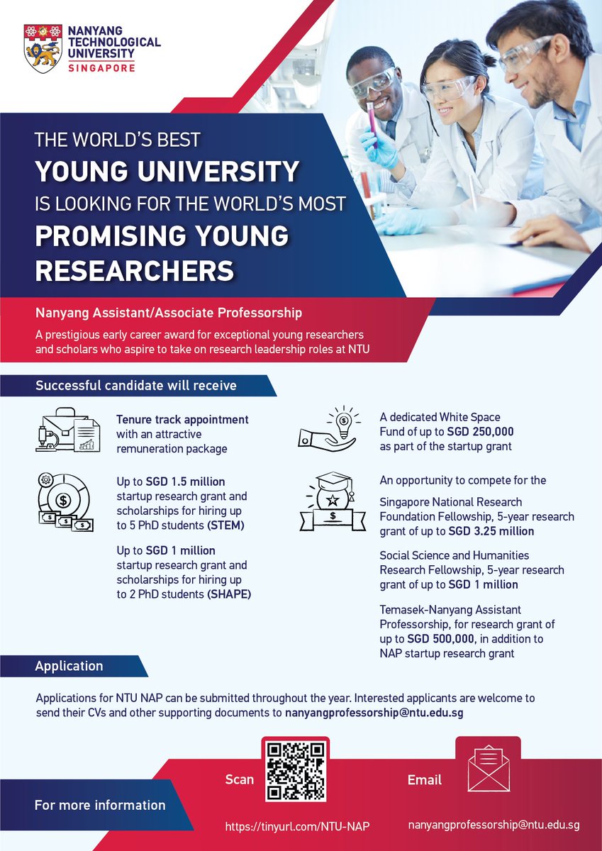 The Nanyang Assistant Professorship (NAP) Programme is open for applications again! I am forever grateful for the NAP grant that I received in 2021, which made the setting up of Hong Kong Research Hub/my ongoing project on water supply and crises possible! 
#NTUNAP