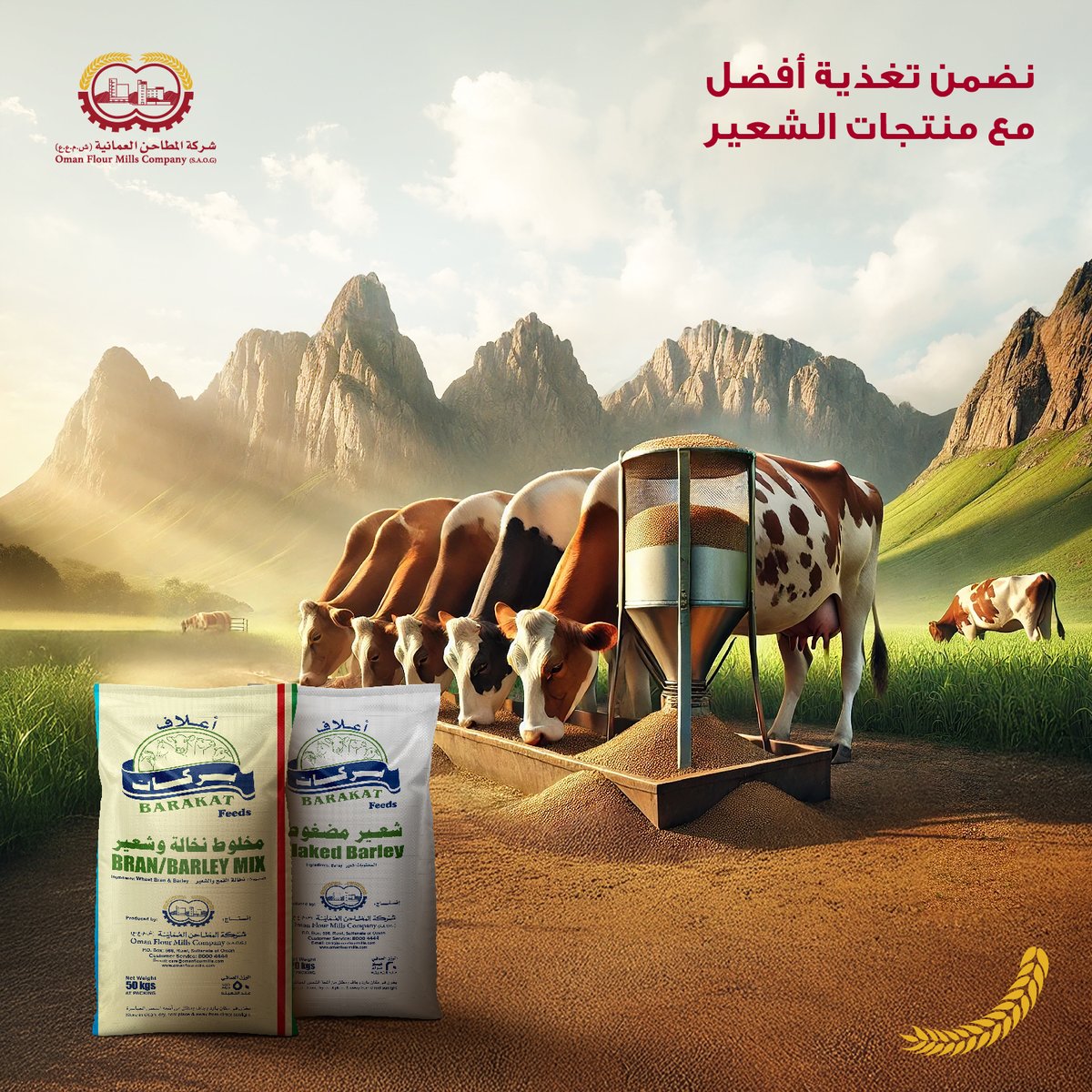 omanflourmills's tweet photo. تعرف على منتجات أعلاف بركات المكونة من الشعير.

يساعد الشعير على تعزيز القيمة الغذائية لإنتاج الماشية من الحليب، مما يضمن خيارات لك أفضل لتغذية الماشية.

#شركة_المطاحن_العمانية #أعلاف_بركات https://t.co/eriiCazgew