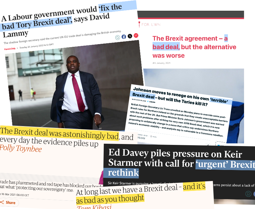 AlexTaylorNews's tweet photo. MORE THAN 8 YRS ON🇬🇧IS STILL IN DENIAL ABOUT WHAT LEAVING 🇪🇺MEANS

Downsides are all "red tape"↙️
or the "bad Tory deal"↘️
(both imply mere tweaks will fix things)

NO ! IT'S JUST NOT BEING IN THE EU !!

One day its politicians and media will have to start being honest about that https://t.co/WasymUTBTG
