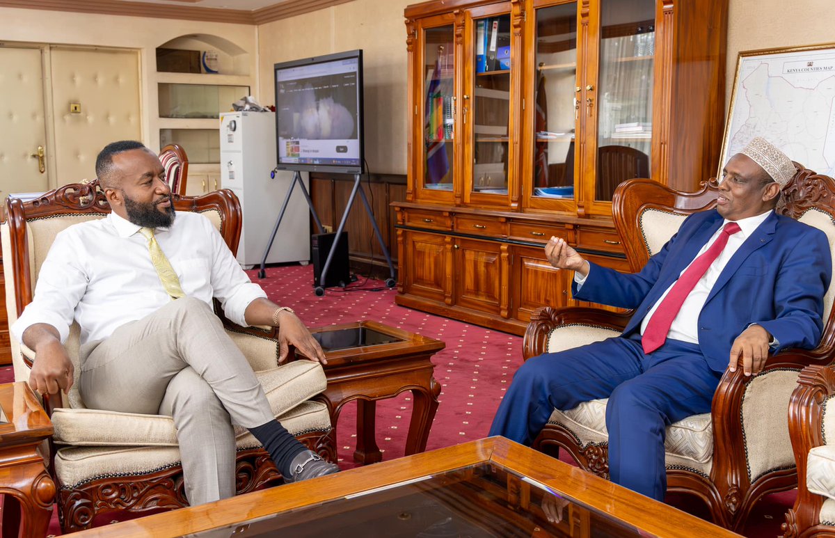I hosted Marsabit Governor H.E. <a href="/GovMohamudAli/">Gov Mohamud M. Ali, EGH</a>, EGH, in my office in Nairobi. We discussed avenues of collaboration between the County Government of Marsabit and my ministry aimed at unlocking the Blue Economy potential on the Lake Turkana, among other projects. <a href="/MiBeMa_2022/">Mining ,Blue Economy and Maritime Affairs</a>
