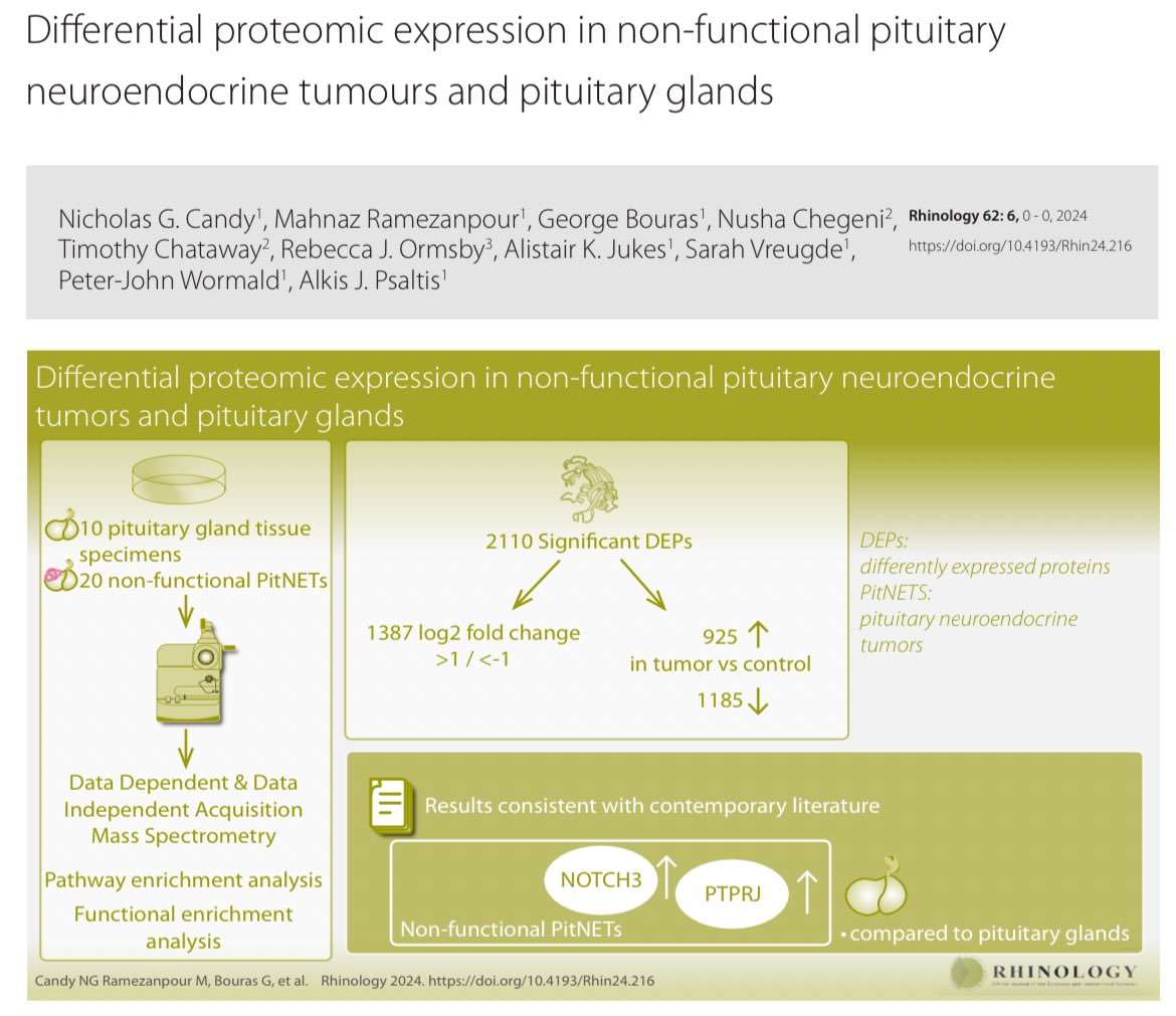 DrNickCandy's tweet image. Examining the difference in membrane protein expression between non-functional PitNETs and pituitary glands
rhinologyjournal.com/Abstract.php?i…