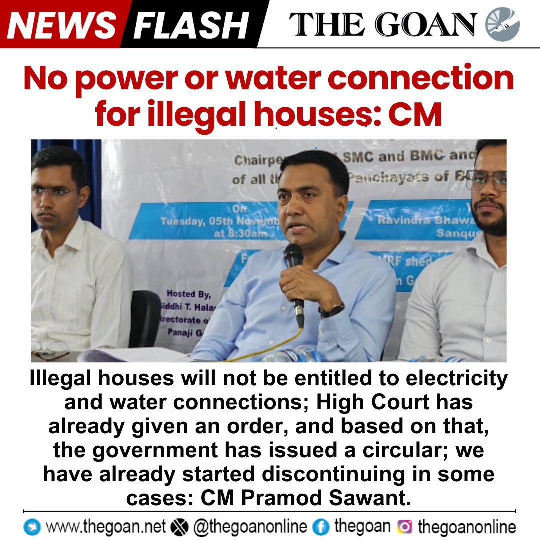 thegoanonline's tweet photo. No power or water connection for #illegal houses: CM
#Goa #BreakingNews #IllegalHouse https://t.co/bXFZQ0iAih