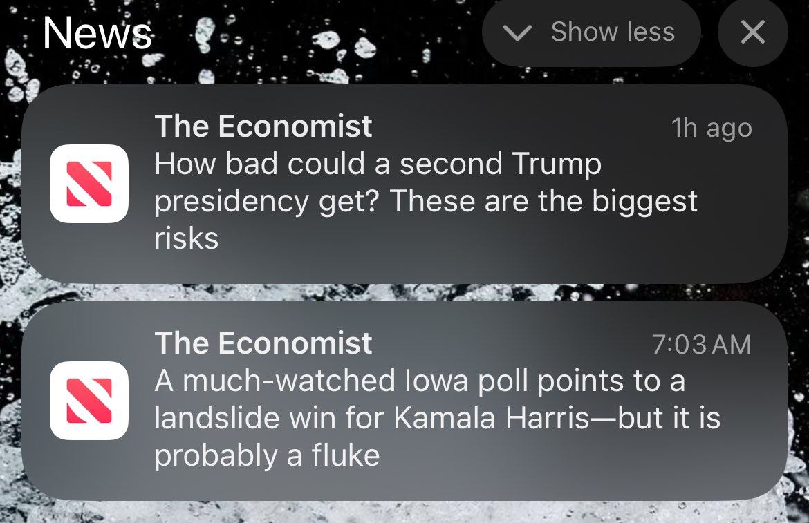 SuchInternets's tweet image. A short story in news notifications of how American news became pointless and 98% untrustworthy in less than 40yrs. - Feat. @TheEconomist 
#Election #Trump #TDS #politics #bias
