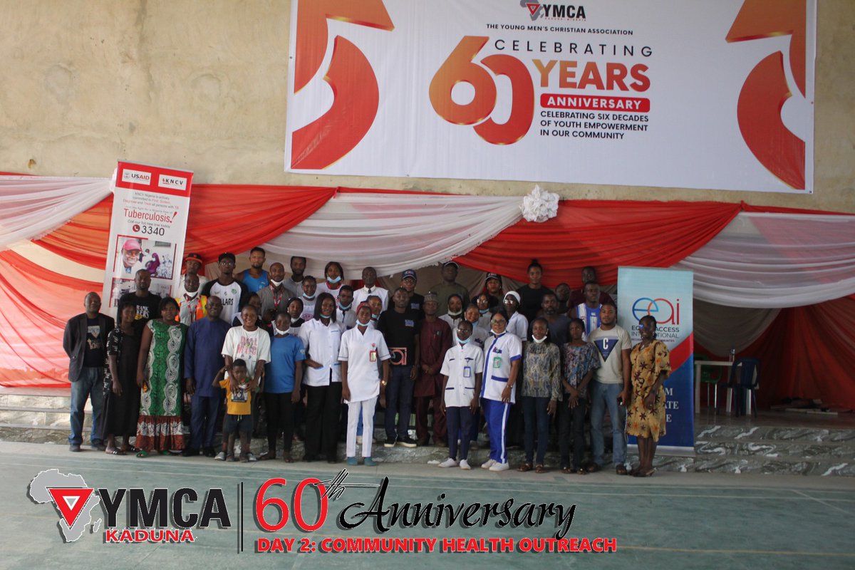 YMCAKaduna's tweet photo. As part of YMCA Kaduna’s 60th anniversary celebrations, the Community Health Outreach program. highlighting YMCA Kaduna's commitment to #CommunityWelbeing and health as it celebrates this significant milestone. The event was supported @KncvNigeria @EAI_Nigeria @nigeriaredcross, https://t.co/rWuZibQ04U