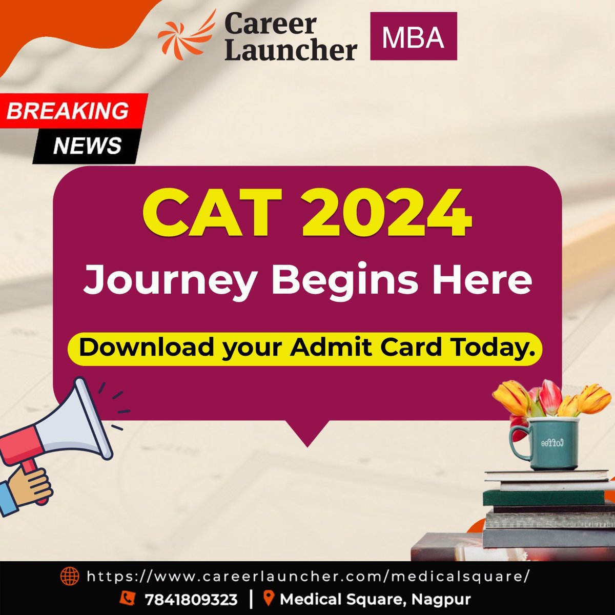 CLMDofficial's tweet photo. Breaking News! The CAT 2024 Admit Card is just a click away! Get yours now and gear up for success with Career Launcher! #CAT2024 #CareerLauncher #AdmitCardReady #careerlaunchermedicalsquare #careerwithcareerlauncher #clat2024 #ipmataspirants https://t.co/ajKCDFo8XO