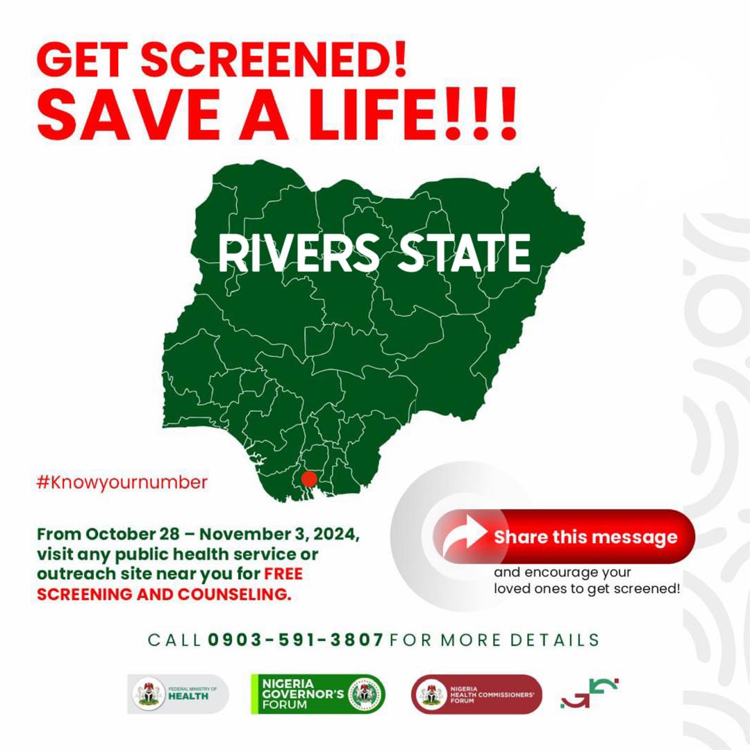 Have you participated in #Project10Million yet?

Free blood pressure and blood sugar screening services are still available at all Local Government Area Secretariats in the state from Monday, October 28 to Monday, November 11.

This exercise ends on Monday, November 11—don’t miss