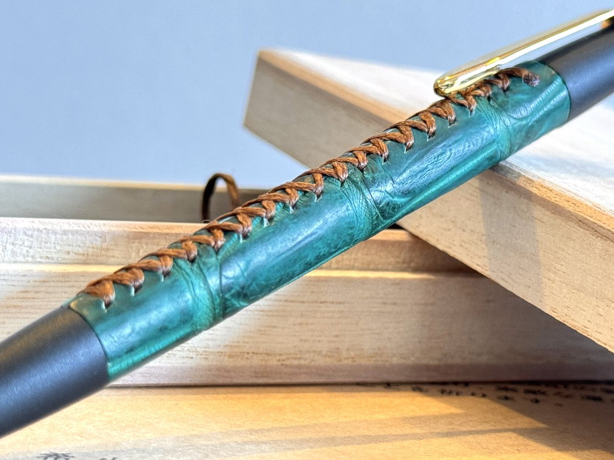 シックザール 革軸ペン クロコダイル グリーン シャーペン 0.5mm