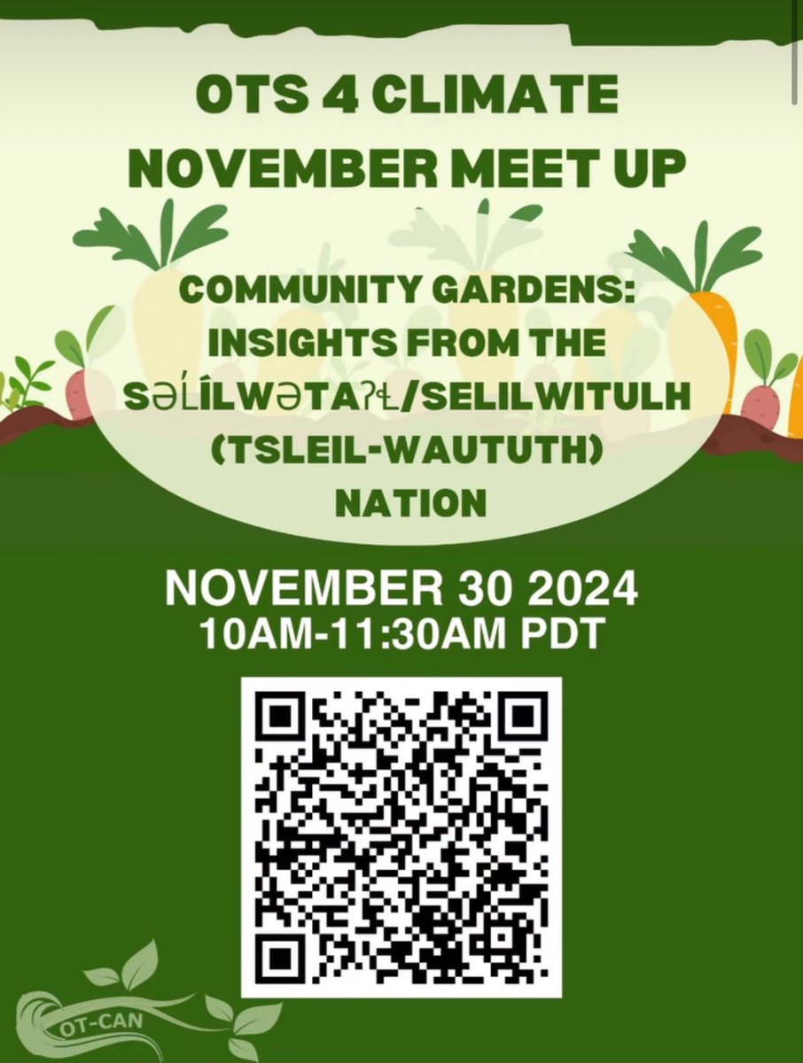 BonifaceGio's tweet photo. RSVP next mtg Nov 30. We’ll be talking community gardens with members of the səl̓ílwətaʔɬ/Selilwitulh (Tsleil-Waututh) nation who will share their journey with community gardens and the impact on their members # OT365 #ClimateAction 
https://t.co/MKugbaVHbT https://t.co/30hCdvr1MS