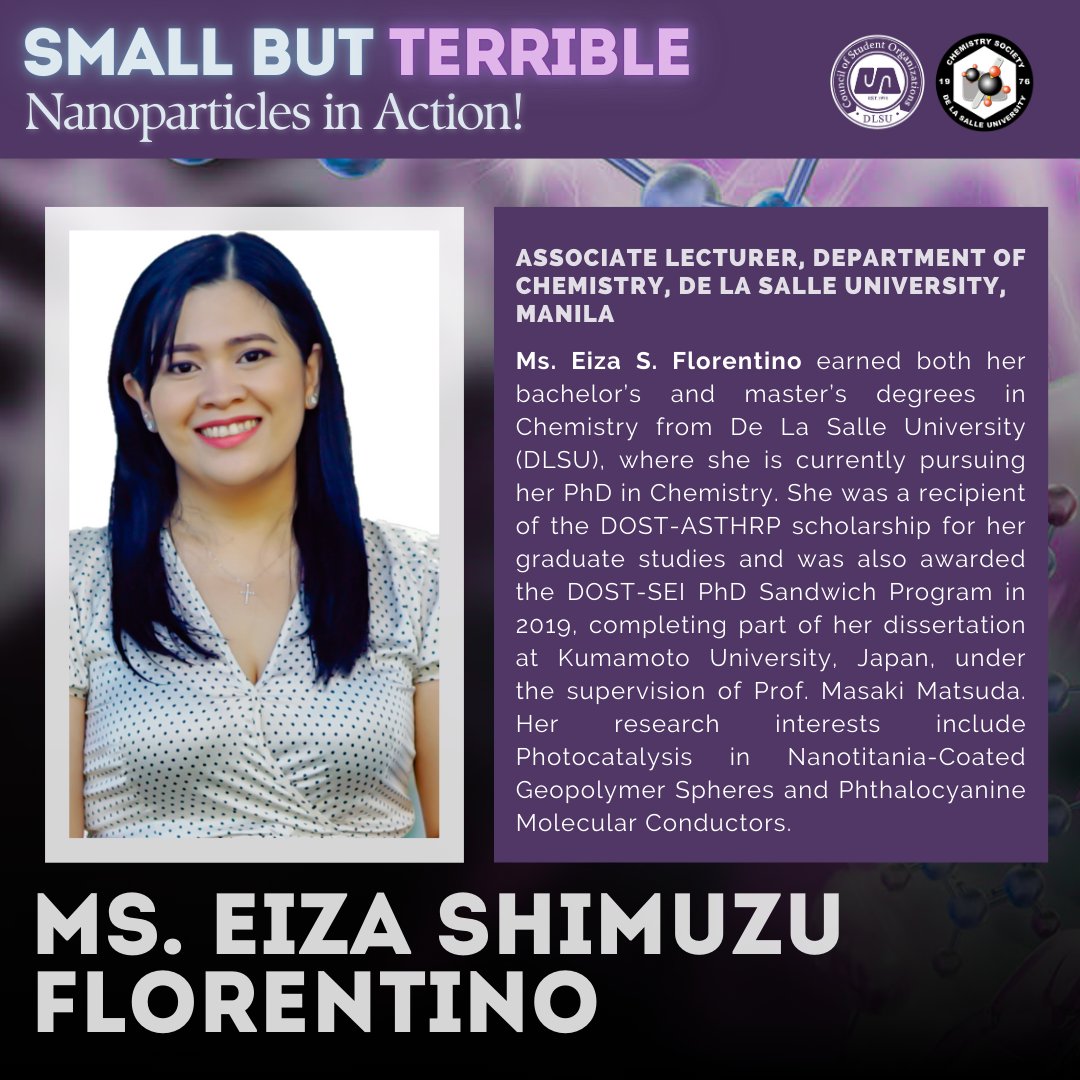 dlsuchemsoc's tweet photo. Already getting excited 😋for CHEMSOC’s Inorganic Chemistry 🧪Seminar – Small But Terrible: Nanoparticles in Action? https://t.co/ZuGZ5hAyZx