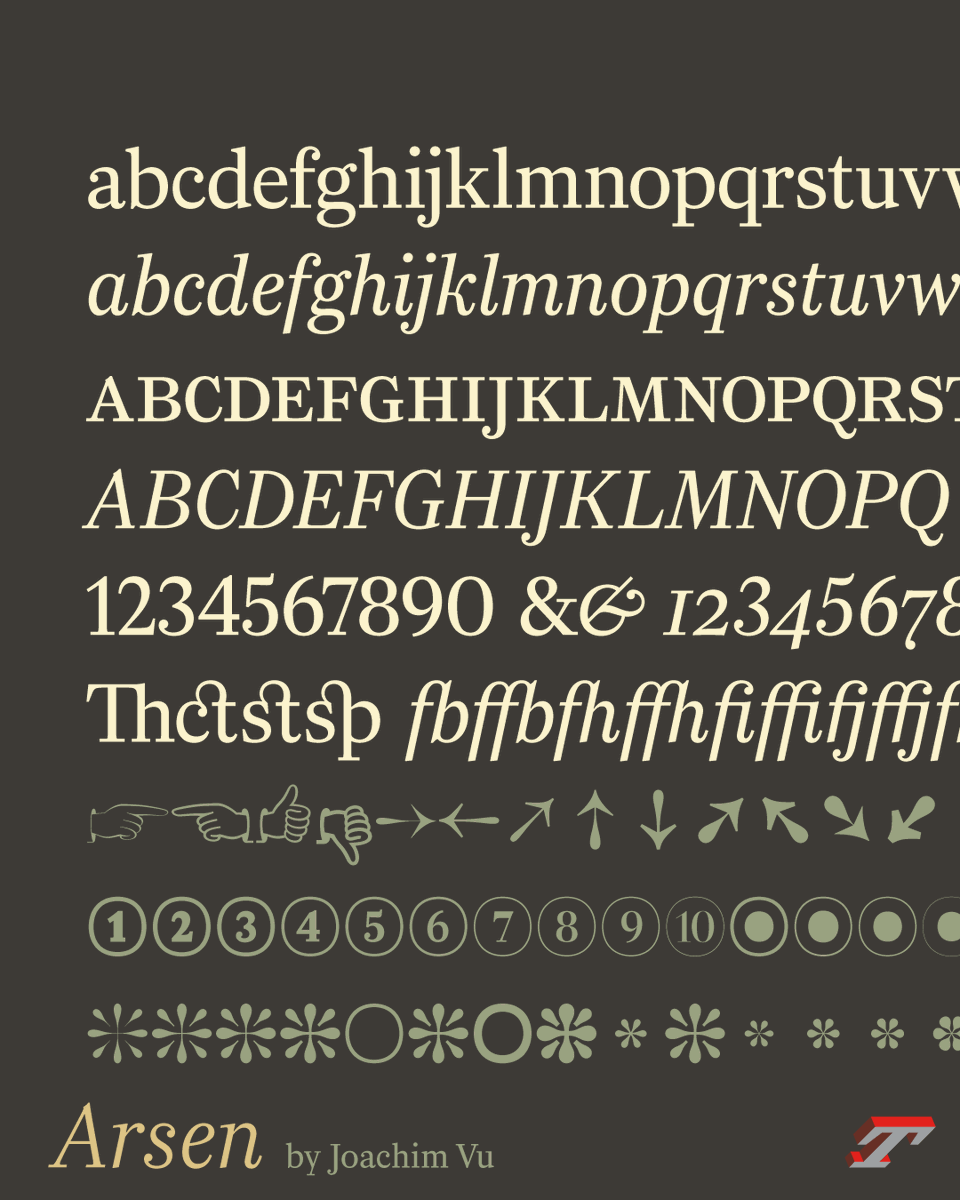 Arsen won a Certificate of Excellence in Typography at <a href="/ISTDworldwide/">ISTDworldwide</a>

➽ typofonderie.com/fonts/arsen-af…

Many thanks to the venerable International Society of Typographic Designers, to her President <a href="/AstridStavro/">Astrid Stavro</a> as well jury members for ISTD Awards 2024.