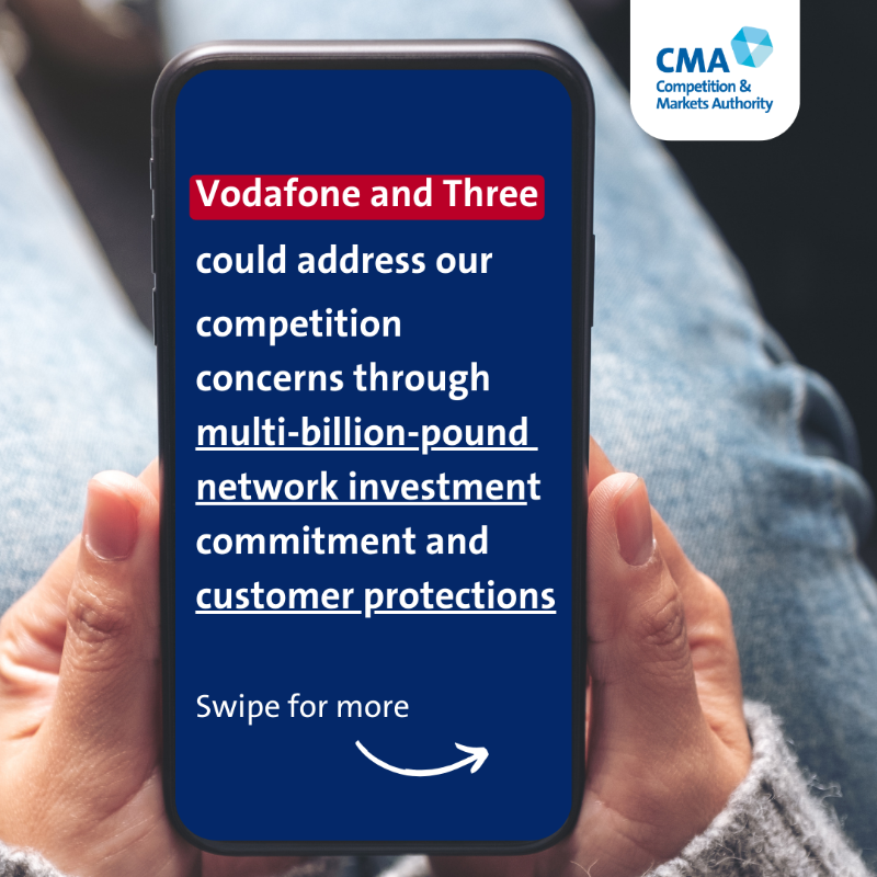 CMAgovUK's tweet photo. We’ve provisionally found that #Vodafone and #Three could address our competition concerns through a multi-billion-pound network investment commitment and customer protections.

Swipe to see what our remedies would require the companies to do.

Read more: https://t.co/eTaSQBNT9v