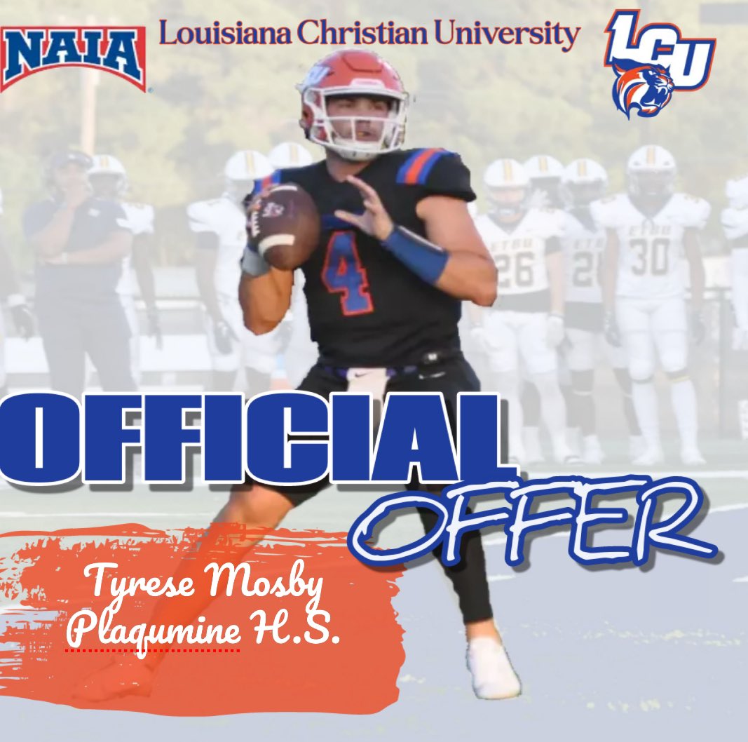 Tyrese Mosby (@tyresemosby4) on Twitter photo I am glad to have received an offer from Louisiana Christian University <a href="/jkleesportz/">JK Lee Sportz</a> <a href="/coach__dwill/">Donald Williams Jr, M.Ed.</a> <a href="/__PHSFootball/">Plaquemine High Football</a> I am glad to have received an offer from Louisiana Christian University <a href="/jkleesportz/">JK Lee Sportz</a> <a href="/coach__dwill/">Donald Williams Jr, M.Ed.</a> <a href="/__PHSFootball/">Plaquemine High Football</a>